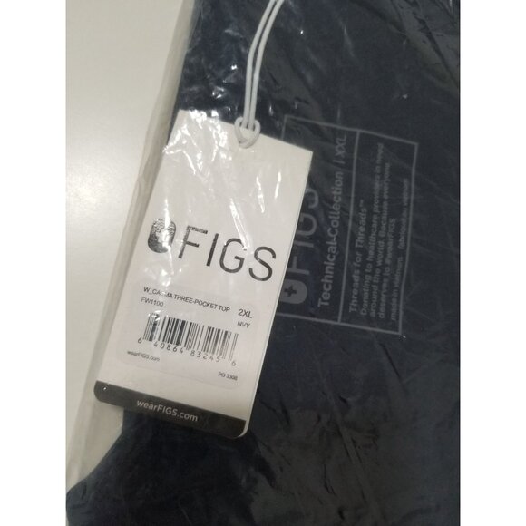 NWT FIGS Casma Three-Pocket Scrub Top in Color Navy - Size 2XL - Picture 9 of 11